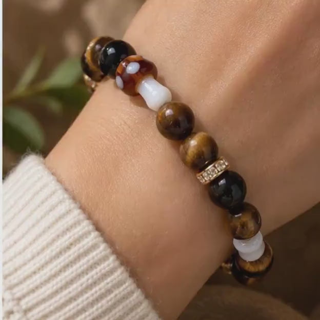 Woodland Luxe | Tiger Eye Mushroom Bracelet